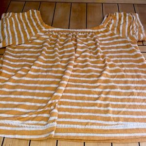 Maurice’s Plus Size 2 Yellow and White Off the Shoulder Top